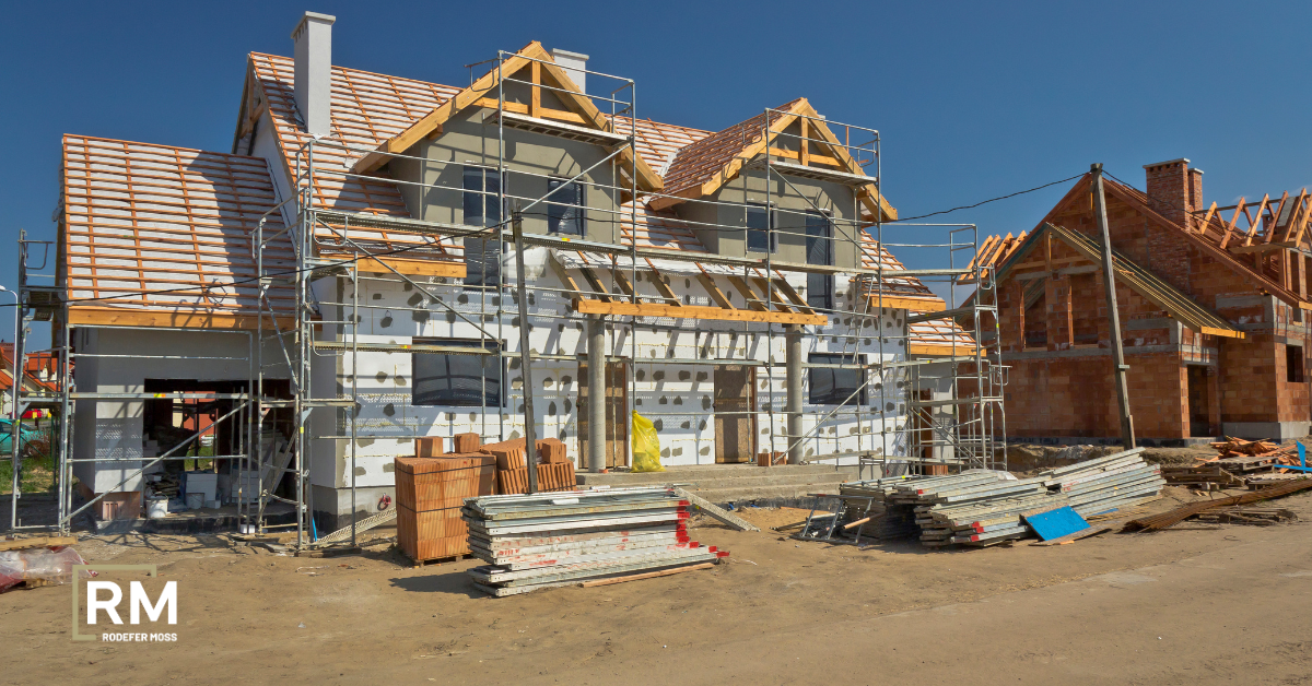 a residential home in a subdivision under construction